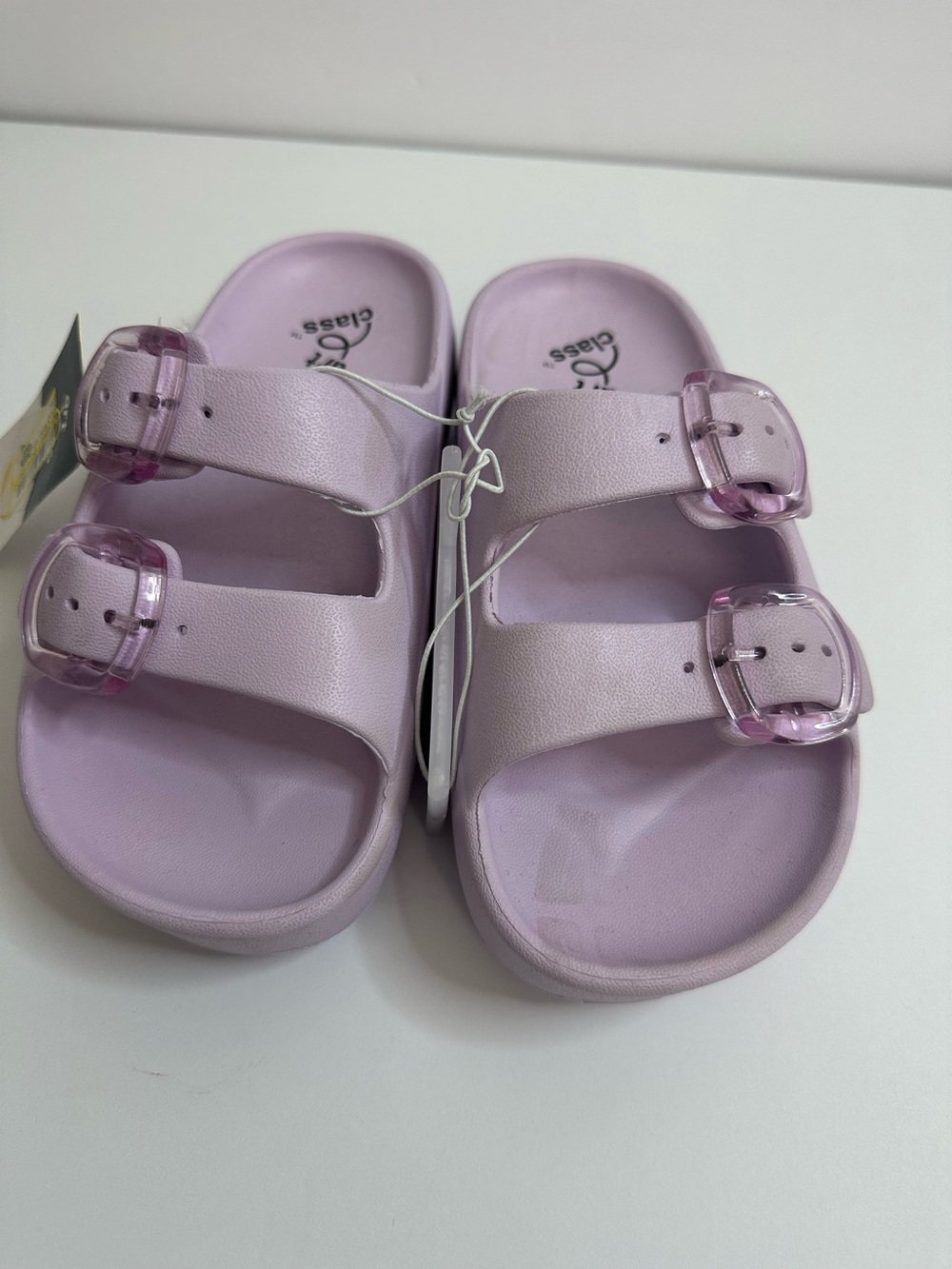 art class Lilac Double-Buckle Slide Sandals for Kids